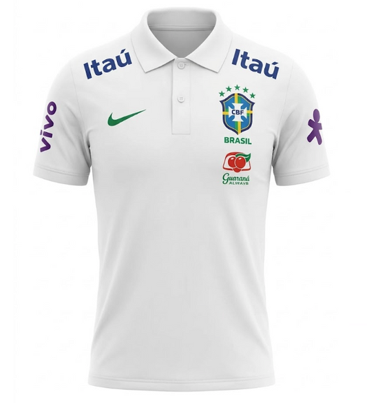 CAMISA POLO SELEÇÃO BRASILEIRA BRANCA