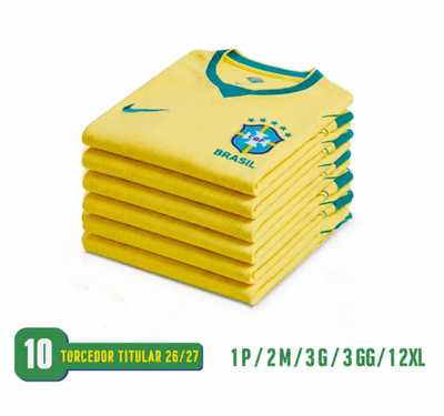GRADE 10 PEÇAS  BRASIL TITULAR 1P 2M 3G 3GG 1(2XL) TORCEDOR 26/27