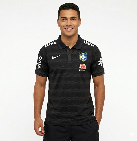 CAMISA POLO BRASIL PRETA COM DETALHE
