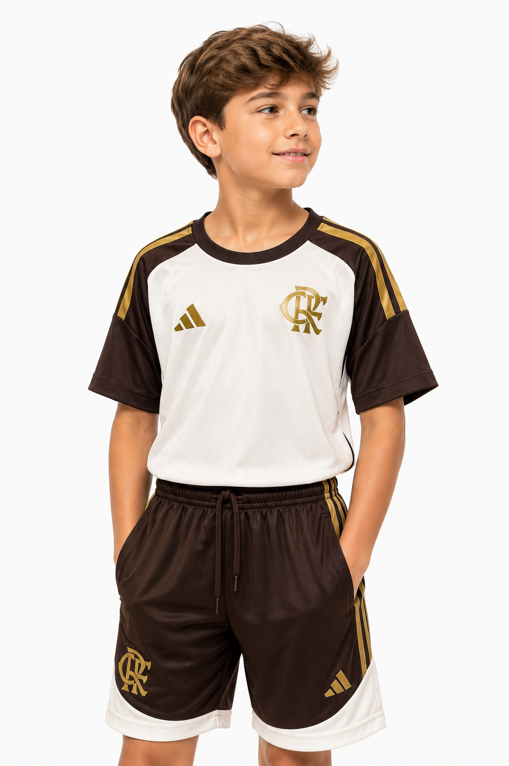 CONJUNTO (KIT) FLAMENGO TREINO BEGE-INFANTIL