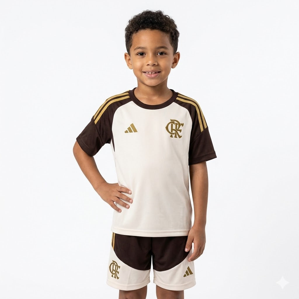 CONJUNTO (KIT) FLAMENGO TREINO BEGE-INFANTIL